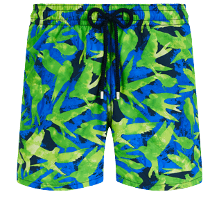 Bild von Herren Klassische Bedruckt - 50 Birds Badehose für Herren, Marineblau Vorderansicht Bild von Herren Klassische Bedruckt - 50 Birds Badehose für Herren, Marineblau Vorderansicht
