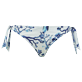 Women Classic brief Printed - Women Bikini Bottom Mini Brief to be tied Mandala Cherry Blossom, Sea blue front view