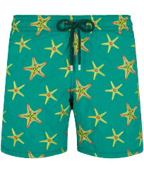 Men Embroidered Swim Trunks Starfish Dance - Limited Edition Linden front view