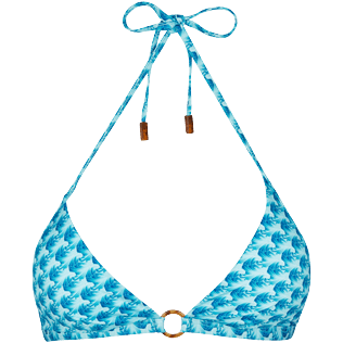 Donna Foulard Stampato - Top bikini donna all'americana Micro Waves, Lazulii blue vista frontale