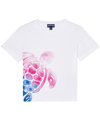 Boys Others Printed - Boys Cotton T-Shirt Tortue Aquarelle, White front view