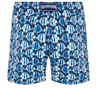 Men Others Printed - Men Stretch Swimwear Batik Fishes, Navy back view
