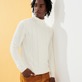 Men Others Solid - Men Cotton Cashmere Turtle Neck Sweater, Off white front worn view