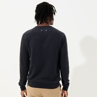 Men Others Printed - Men cotton crewneck sweatshirt solid, Navy back worn view