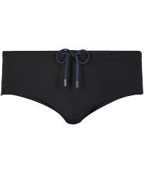 Men Fitted Swim Brief Solid Black front view