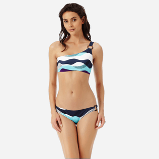 Women Classic brief Printed - Women asymetrical brief bikini Bottom Ostende, Navy frontworn Women Classic brief Printed - Women asymetrical brief bikini Bottom Ostende, Navy frontworn