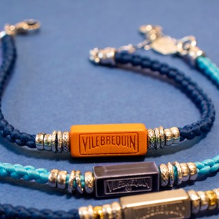 Picture of Others Solid - Men Sailor Cord Bracelet - Vilebrequin x Gas Bijoux, Apricot back worn view Picture of Others Solid - Men Sailor Cord Bracelet - Vilebrequin x Gas Bijoux, Apricot back worn view