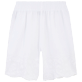 Women Others Embroidered - Women Linen Bermuda Shorts Broderies Anglaises, White back view
