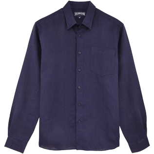 Men Others Solid - Men Linen Shirt Solid, Navy front view