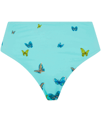 Damen High Waist Bedruckt - Butterflies Bikinihose mit hohem Bund für Damen, Lagune Vorderansicht