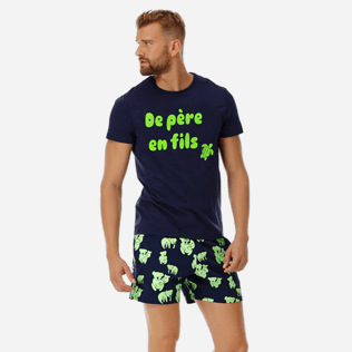 Men Others Printed - Men Cotton T-Shirt de Père en Fils, Navy frontworn Men Others Printed - Men Cotton T-Shirt de Père en Fils, Navy frontworn
