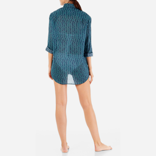 Camicie Stampato - Camicia unisex in voile di cotone Modernist Fish, Blu marine supp5 Camicie Stampato - Camicia unisex in voile di cotone Modernist Fish, Blu marine supp5