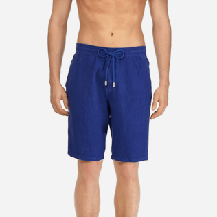 Men Others Solid - Men Italian Pockets Linen Bermuda Shorts Solid, Neptune blue supp1 Men Others Solid - Men Italian Pockets Linen Bermuda Shorts Solid, Neptune blue supp1