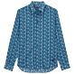 Herren Andere Bedruckt - Batik Fishes Unisex Sommerhemd aus Baumwollvoile, Marineblau Vorderansicht