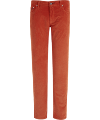 Men Others Solid - Men 5-pocket Velvet Pants Regular fit, Rust front view