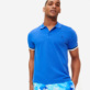 Men Others Solid - Men Cotton Pique Polo Shirt Solid, Sea blue front worn view Men Others Solid - Men Cotton Pique Polo Shirt Solid, Sea blue front worn view