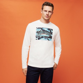 Hombre Autros Estampado - Camiseta de algodón con estampado Requins 3D para hombre, Off white vista frontal desgastada