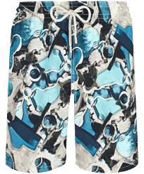 Men Long classic Printed - Men Long Swimwear Californian Pool Dogtown - Vilebrequin x Highsnobiety, Blue note front view