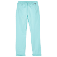 Uomo Altri Unita - Pantalone uomo in cotone e lino elasticizzato comfort tinta unita, Laguna vista posteriore