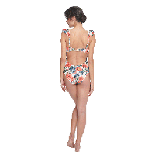 Mujer Armados Estampado - Bañador de una sola pieza con estampado Tropical Blooms para mujer, Blanco backworn Mujer Armados Estampado - Bañador de una sola pieza con estampado Tropical Blooms para mujer, Blanco backworn
