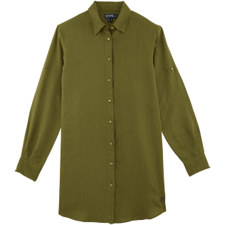 Donna Altri Unita - Camicia lunga in lino, Cachi front Donna Altri Unita - Camicia lunga in lino, Cachi front