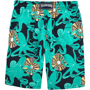 Men Long Printed - Octopussy et Coquillages Long Cut Swim shorts, Navy back Men Long Printed - Octopussy et Coquillages Long Cut Swim shorts, Navy back