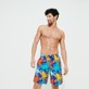 Men Others Printed - Men Stretch Long Swim Shorts Octopussy, Purple blue front worn view