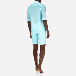 Camicie Stampato - Camicia unisex in voile di cotone Hypnotic Turtles, Laguna backworn Camicie Stampato - Camicia unisex in voile di cotone Hypnotic Turtles, Laguna backworn