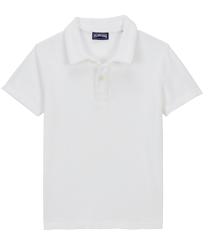 Boys Terry Polo Shirt Solid White front view