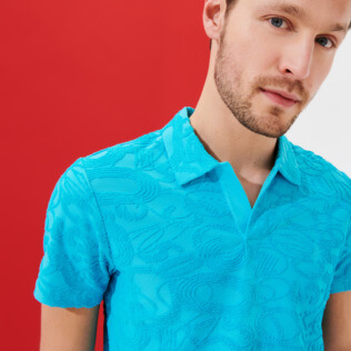 Men Others Solid - Men Terry Jacquard Polo Shirt Solid, Azure supp2 Men Others Solid - Men Terry Jacquard Polo Shirt Solid, Azure supp2