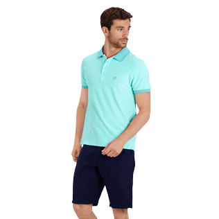 Men Others Solid - Men Terry Cloth Polo Shirt Solid, Lagoon frontworn Men Others Solid - Men Terry Cloth Polo Shirt Solid, Lagoon frontworn