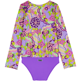 女童 Fitted 印制 - 女童 Rainbow Flowers 防晒衣, Cyclamen 后视图