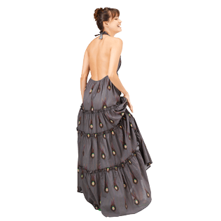 女款 Others 印制 - 女士 Paon Paon 长款褶边棉质连衣裙, Navy backworn 女款 Others 印制 - 女士 Paon Paon 长款褶边棉质连衣裙, Navy backworn