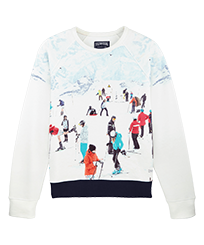 Homme AUTRES Imprimé - Sweatshirt en coton homme Ski - Vilebrequin x Massimo Vitali, Bleu ciel vue de face