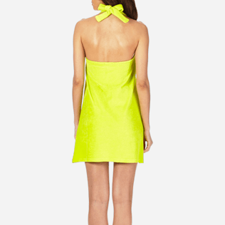 Women Others Solid - Women Short Halter Terry Cloth Dress Solid, Chartreuse supp2 Women Others Solid - Women Short Halter Terry Cloth Dress Solid, Chartreuse supp2