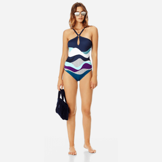 Mujer Una pieza Estampado - Bañador de una sola pieza con aro central y estampado Ostende para mujer, Azul marino supp2 Mujer Una pieza Estampado - Bañador de una sola pieza con aro central y estampado Ostende para mujer, Azul marino supp2