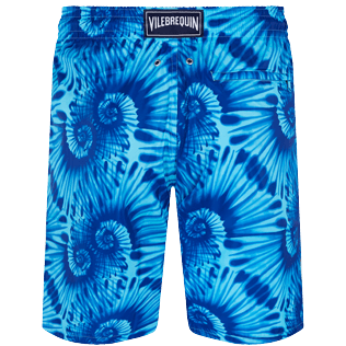 Herren Klassische kurze Bedruckt - Ultraleichte, lange und verstaubare Nautilius Tie & Dye Badeshorts für Herren, Aquamarin blau Rückansicht