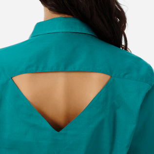 Mujer Autros Liso - Camisa de algodón de color liso con espalda descubierta para mujer, Pinos supp1 Mujer Autros Liso - Camisa de algodón de color liso con espalda descubierta para mujer, Pinos supp1