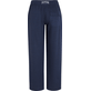 Unisex Linen Jersey Pants Solid Azul marino vista trasera