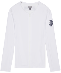 Donna Altri Stampato - Women Long Sleeves Zipper Rashguard Solid, Bianco vista frontale