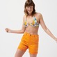 Damen Andere Uni - Stretch-Bermudashorts aus Baumwollsatin im 5-Taschen-Design für Damen, Mandarine Details Ansicht 2