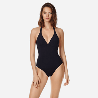 Women One piece Solid - Women shaping one piece swimsuit Solid, Black frontworn Women One piece Solid - Women shaping one piece swimsuit Solid, Black frontworn