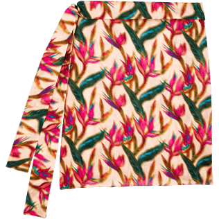 Women 014 Printed - Women Short Cotton Voile Pareo Skirt Mini Paradise 3D, Nude back Women 014 Printed - Women Short Cotton Voile Pareo Skirt Mini Paradise 3D, Nude back