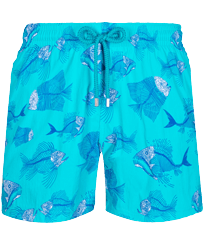 Uomo Classico stretch Stampato - Costume da bagno stretch uomo 2018 Prehistoric Fish, Azzurro vista frontale
