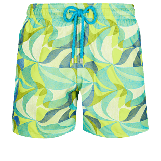 Men Classic Embroidered - Men Swimwear Embroidered 1984 Invisible Fish - Limited Edition, Chartreuse front view
