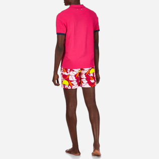 Men Others Solid - Men Cotton Pique Polo shirt Solid, Shocking pink backworn Men Others Solid - Men Cotton Pique Polo shirt Solid, Shocking pink backworn