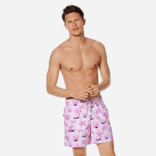 男款 Classic 印制 - 男士海滩版欲乐印花泳裤, Pale pink 正面穿戴视图