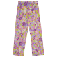 Donna Altri Stampato - Pantaloni donna in seta Rainbow Flowers, Cyclamen vista posteriore
