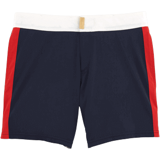 Men Flat belts Solid - Men Fitted Stretch Swimwear Tricolor, Navy front Men Flat belts Solid - Men Fitted Stretch Swimwear Tricolor, Navy front