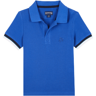 Boys Others Solid - Boys Cotton Pique Polo Shirt Solid, Sea blue front Boys Others Solid - Boys Cotton Pique Polo Shirt Solid, Sea blue front